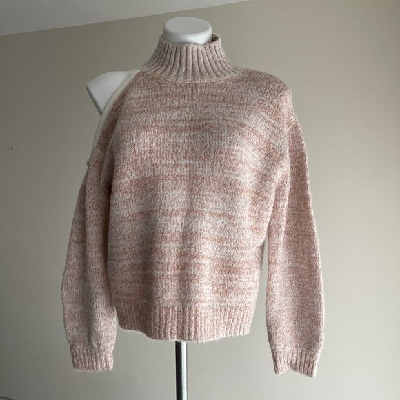 Express Metallic One Shoulder Cut Out Sweater - Picture 3 of 4